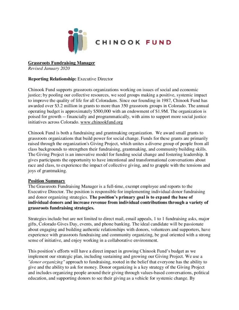 Foundation fundraiser job description