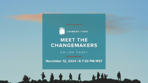 Sunset background with silhouettes gathering in a grassy area