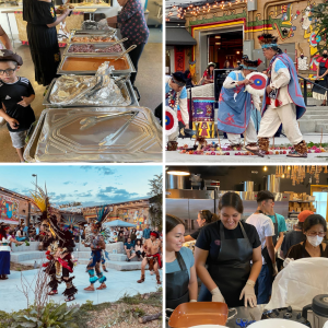 Four photos of Indigenous communities gathering at different events