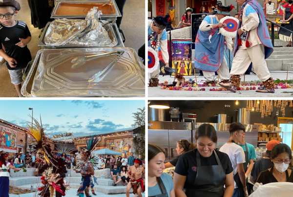 Four photos of Indigenous communities gathering at different events